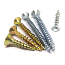 Nice DIN 7505 yellow zinc plated double Flat head Chipboard Screw with Pozi drive